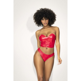 Ensemble lingerie Deux Pièces "Wet Look" Rouge - MAL2741RED